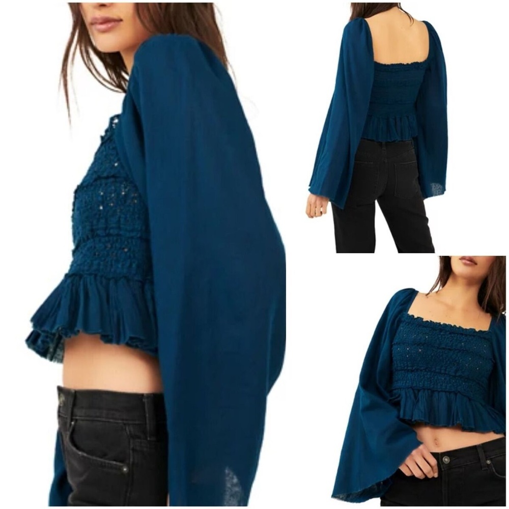 Free People Deep Blue Blouse